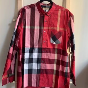 Men's Burberry Red Long Sleeve Shirt